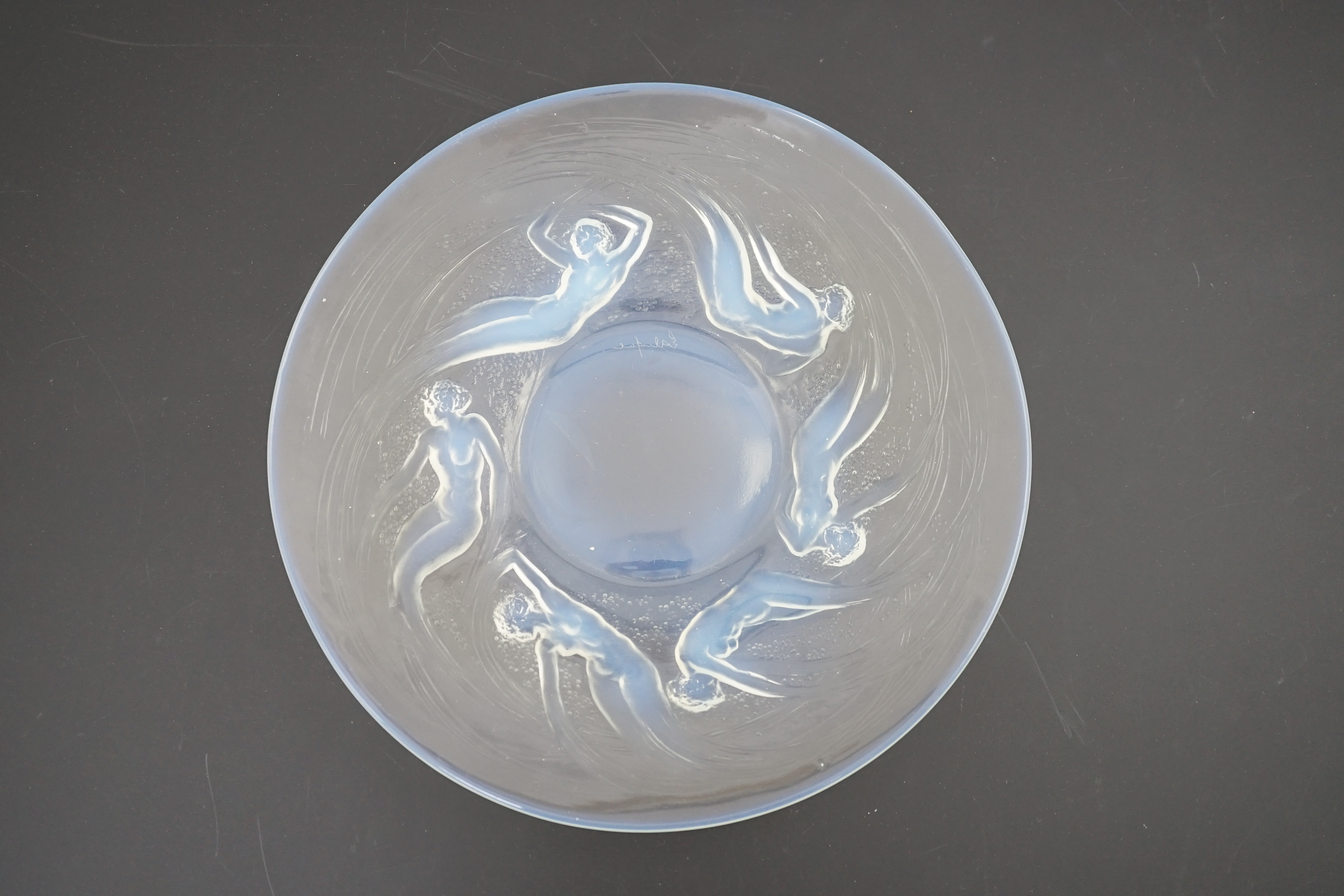 An R. Lalique Ondines opalescent glass dish